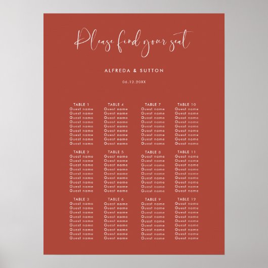 Elegantes und modernes Terracotta Hochzeitstorte Poster (Vorne)