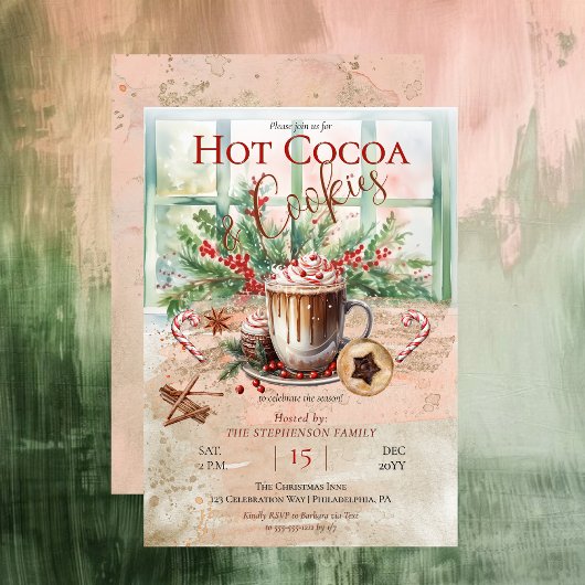 Elegantes und nostalgisches Hot Cocoa and Cookies Einladung