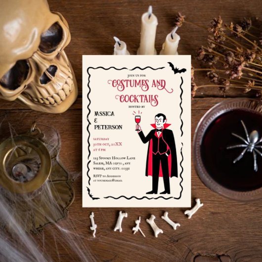 Elegantes und Retro-Kostüme-Halloween-Party Einladung