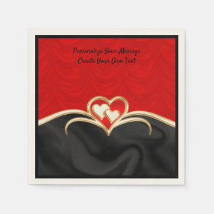 Elegantes und romantisches Rotes Schwarzes Gold He Serviette