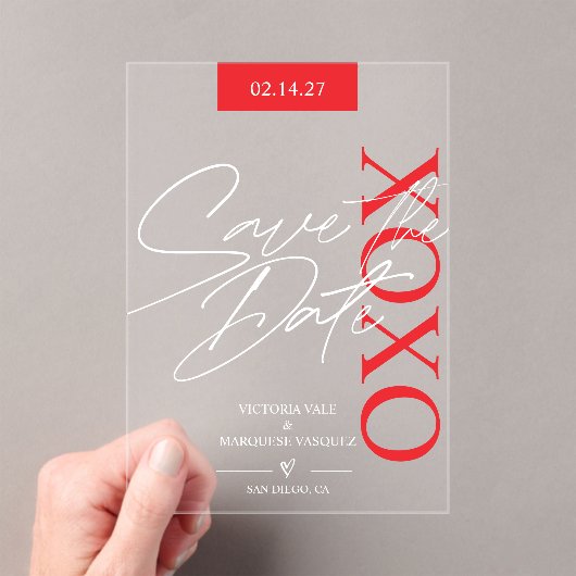 Elegantes und romantisches Valentin Save the Date Acryleinladungen (Insitu (Handheld))