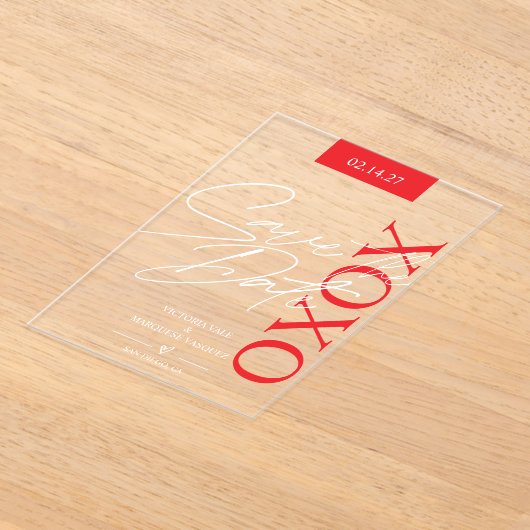 Elegantes und romantisches Valentin Save the Date Acryleinladungen (Ablage )