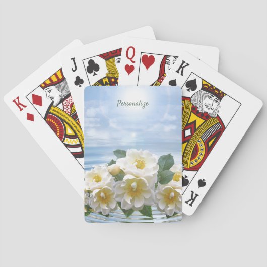 Elegantes und romantisches Weißes Blume Bouquet Spielkarten (Rückseite)