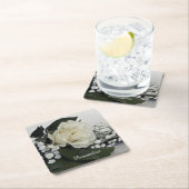 Elegantes und romantisches Weißes Rosenpersonalize Rechteckiger Pappuntersetzer (Vor Ort)