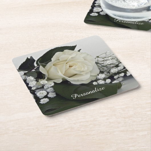 Elegantes und romantisches Weißes Rosenpersonalize Rechteckiger Pappuntersetzer (angewinkelt)