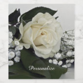 Elegantes und romantisches Weißes Rosenpersonalize Weinetikett (Einzelnes Label)