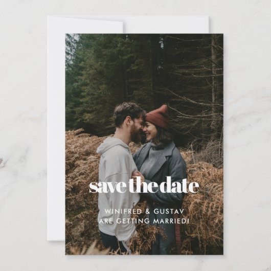Elegantes und schicke Creme Foto Save The Date (Vorderseite)