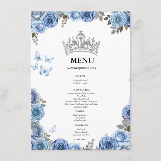 Elegantes und schicke Duschbad Brautparty Menükarte (Vorderseite)