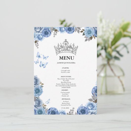 Elegantes und schicke Duschbad Brautparty Menükarte (Stehend Vorderseite)