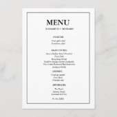 Elegantes und schicke Duschbad Brautparty Menükarte (Vorderseite)