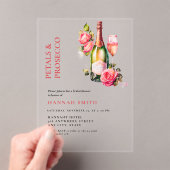 Elegantes und schicke Petals und Prosecco-Brautpar Acryleinladungen (Insitu (Handheld))