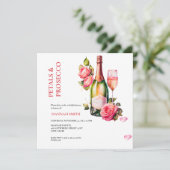 Elegantes und schicke Petals und Prosecco-Brautpar Einladung (Stehend Vorderseite)