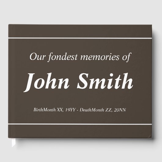 Elegantes und Schlichtes Beileid Gästebuch (Vorderseite)