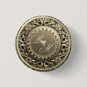 Elegantes und schönes Monogramm Button (Vorderseite)