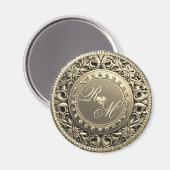 Elegantes und schönes Monogramm Magnet (Vorderseite/Rückseite)