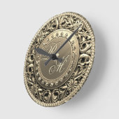 Elegantes und schönes Monogramm Runde Wanduhr (Winkel)