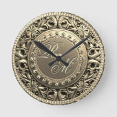 Elegantes und schönes Monogramm Runde Wanduhr (Vorderseite)