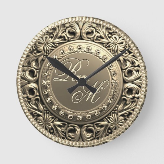 Elegantes und schönes Monogramm Runde Wanduhr (Vorderseite)