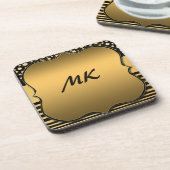 Elegantes und stilvolles Black & Gold Muster Mit M Getränkeuntersetzer (Linke Seite)