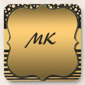 Elegantes und stilvolles Black & Gold Muster Mit M Getränkeuntersetzer (Vorderseite)