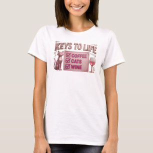 Elegantes und stilvolles rosa COFFEE THEN WINE Art T-Shirt