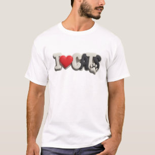 Elegantes und stilvolles weißes I LOVE CATS künstl T-Shirt