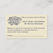 Elegantes und stilvolles Windeln-Raffle-Ticket Begleitkarte (Rückseite)