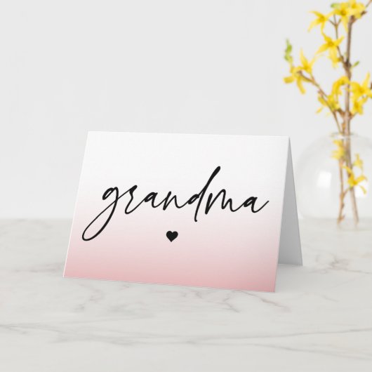 Elegantes und subtile rosa Grandma-Script-Geschenk Karte (Gelbe Blume)