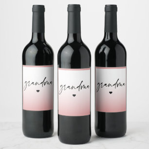 Elegantes und subtile rosa Grandma-Script-Geschenk Weinetikett