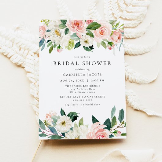 Elegantes und süß rosa Brautparty Einladung