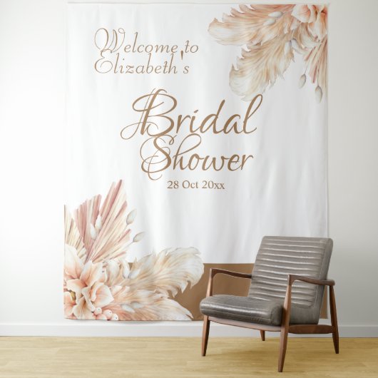 Elegantes und trendiges Pampas-Gras l White Brown Wandteppich (Beispiel)