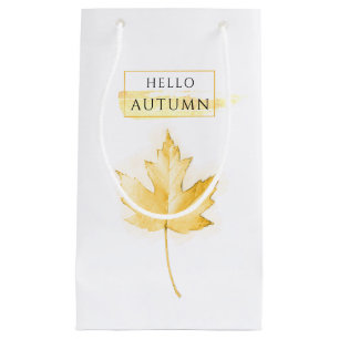 Elegantes und trendy Goldenes Herbstblatt Zeichnen Kleine Geschenktüte