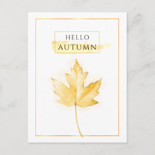 Elegantes und trendy Goldenes Herbstblatt Zeichnen Postkarte