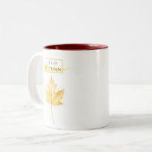 Elegantes und trendy Goldenes Herbstblatt Zeichnen Zweifarbige Tasse (Vorderseite Links)