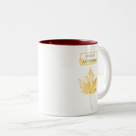 Elegantes und trendy Goldenes Herbstblatt Zeichnen Zweifarbige Tasse (VorderseiteRechts)