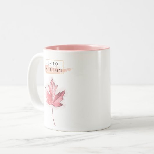 Elegantes und trendy Herbstblatt Zeichnend Zweifarbige Tasse (Vorderseite Links)