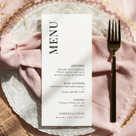 Elegantes und trendy Wedding Menu Menükarte