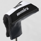 Elegantes und weißes Skript-Monogramm-Initial Golf Headcover (3/4 Vorderseite)