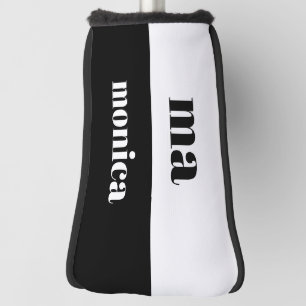 Elegantes und weißes Skript-Monogramm-Initial Golf Headcover