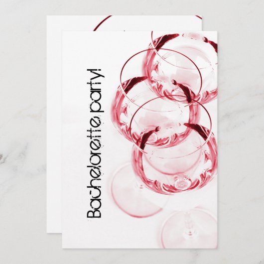 elegantes und wunderliches Weinglas bachelorette Einladung (Vorne/Hinten)