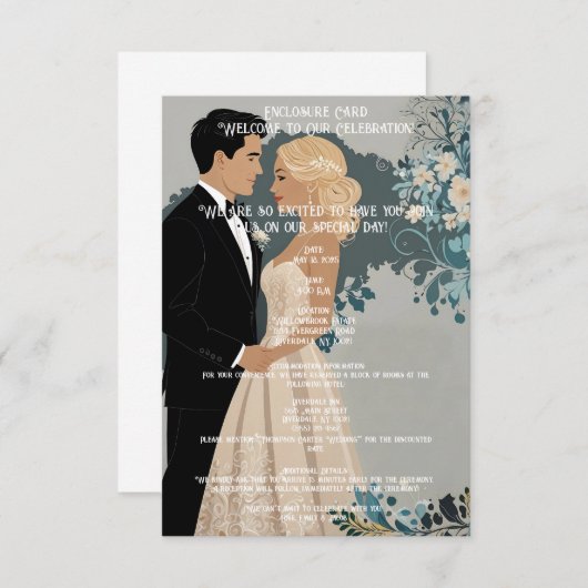 Elegantes und zeitloses Hochzeitsdesign Begleitkarte (Vorne/Hinten)