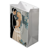 Elegantes und zeitloses Hochzeitsdesign Mittlere Geschenktüte (Rückseite Schrägansicht)