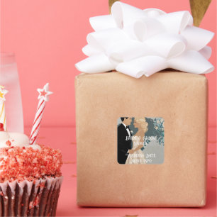 Elegantes und zeitloses Hochzeitsdesign Quadratischer Aufkleber