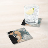 Elegantes und zeitloses Hochzeitsdesign Rechteckiger Pappuntersetzer (Vor Ort)