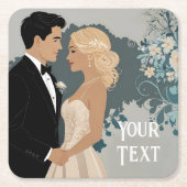 Elegantes und zeitloses Hochzeitsdesign Rechteckiger Pappuntersetzer (Vorderseite)