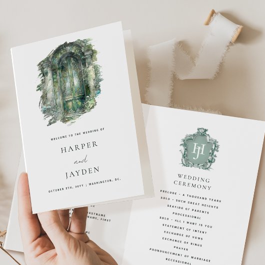 Elegantes und zeitloses Hochzeitsprogramm in grüne