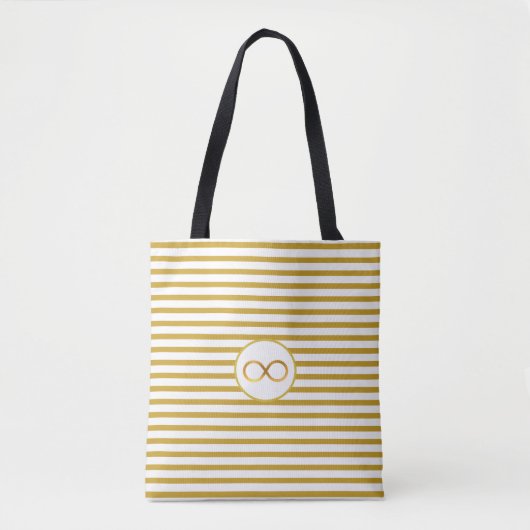 Elegantes Unendlichkeitssymbol & Golden Striping Tasche (Vorderseite)