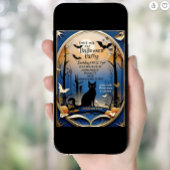 Elegantes, unheimliches Schwarzes Halloween Einladung