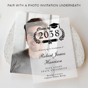 Elegantes Uni-Abschluß Party Overlay Pergament Einladungen