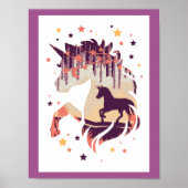 Elegantes Unicorn Lila Silhouette Mythisches Tier Poster (Vorne)
